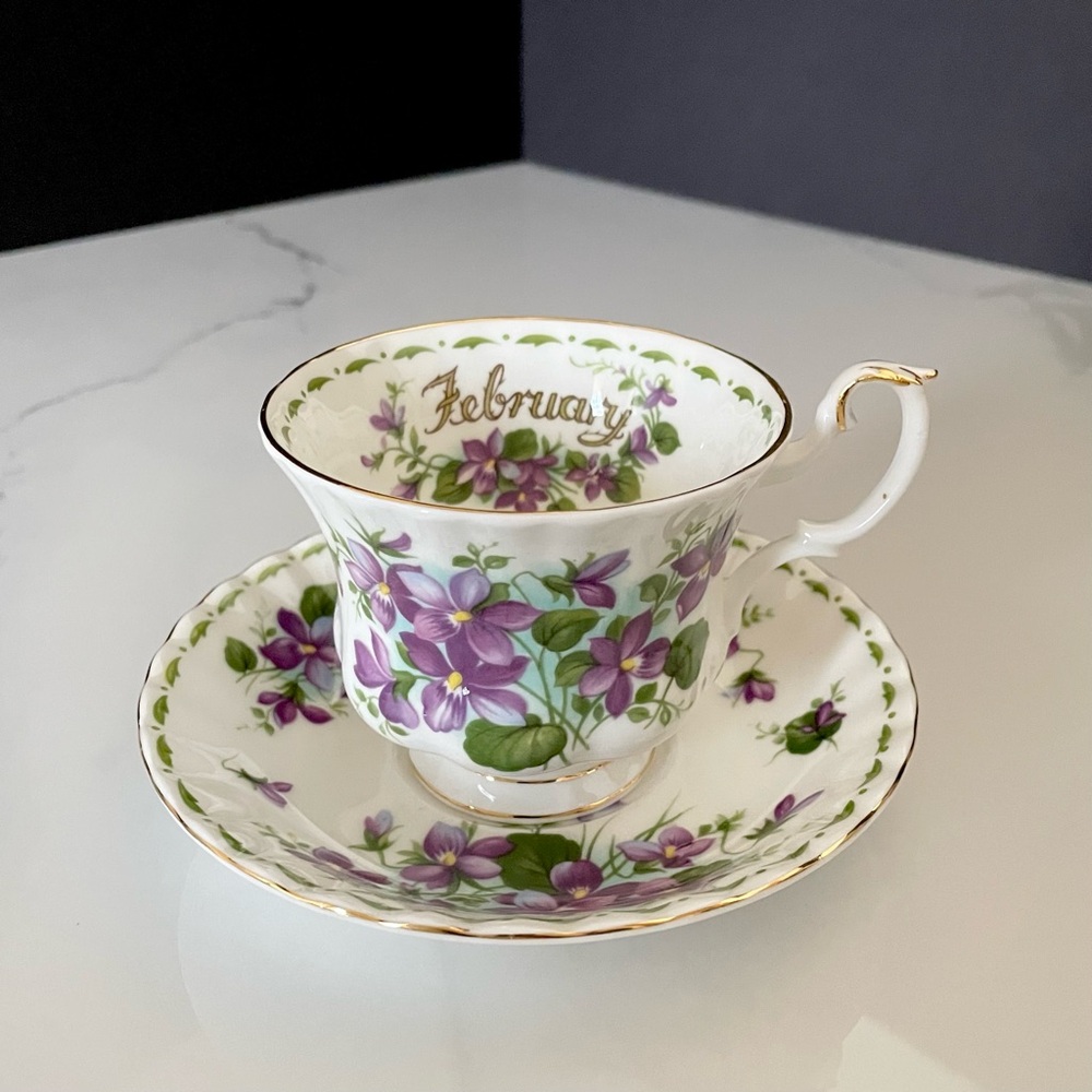 February Violets Cup & Saucer by Royal Albert